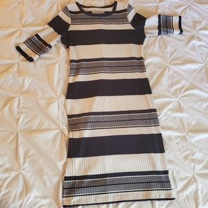 Casual Navy-White Midi Dress